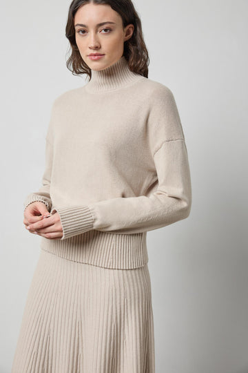 Relaxed Mock Turtleneck Sweater in color Dove Image A1