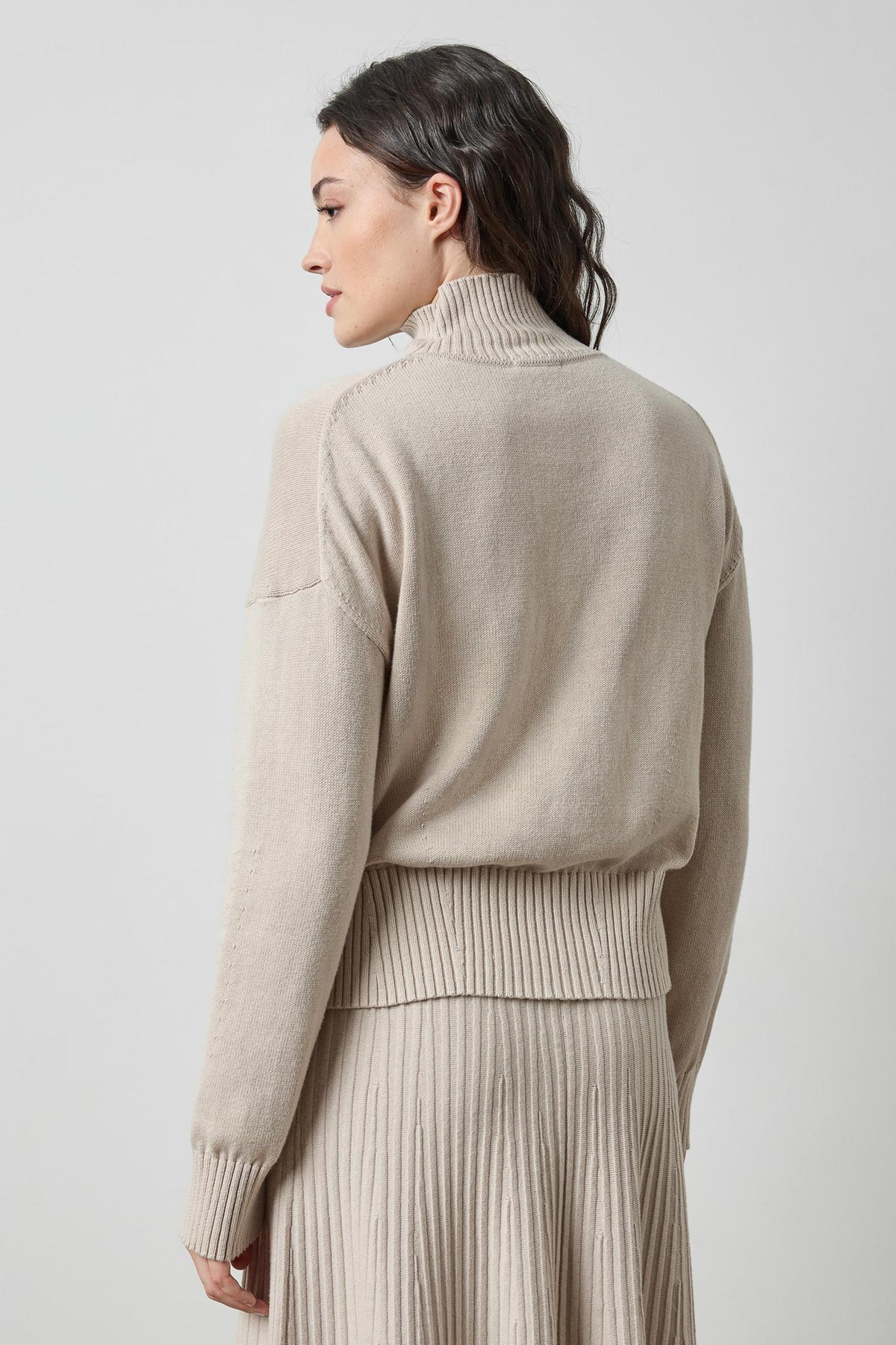Relaxed Mock Turtleneck Sweater in color Dove Image A2