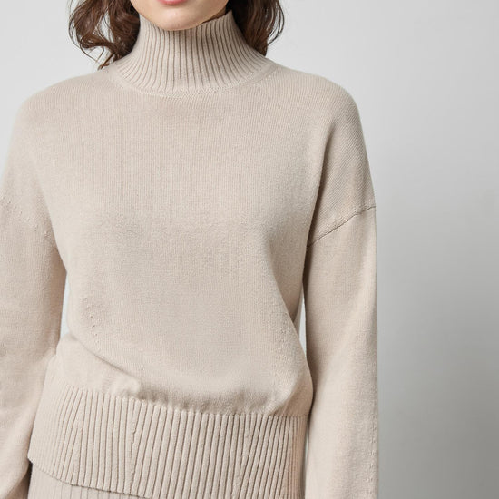 Relaxed Mock Turtleneck Sweater in color Dove Image A3