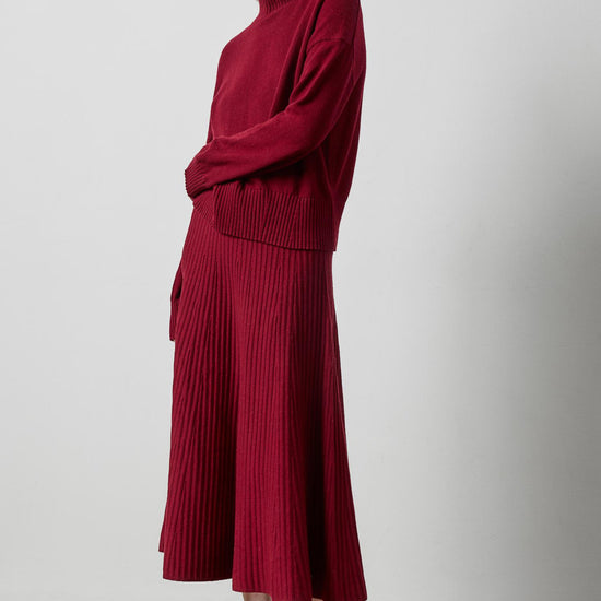 Relaxed Mock Turtleneck Sweater in color Wineberry Image A0