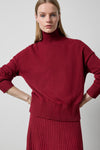 Relaxed Mock Turtleneck Sweater in color Wineberry Image A1