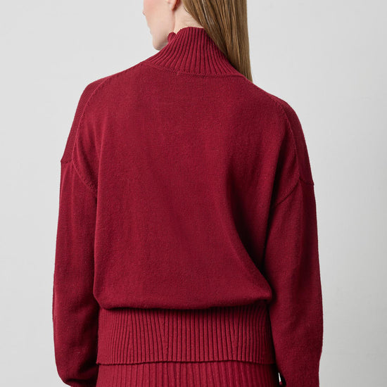 Relaxed Mock Turtleneck Sweater in color Wineberry Image A2