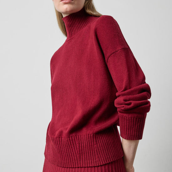 Relaxed Mock Turtleneck Sweater in color Wineberry Image A3