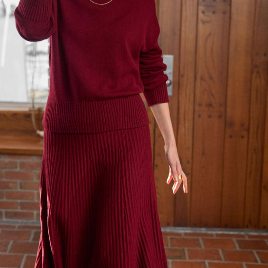 Relaxed Mock Turtleneck Sweater in color Wineberry Image C3
