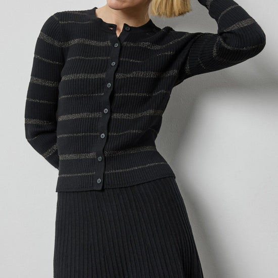 Metallic Stripe Cardigan in color Black Stripe Image A1