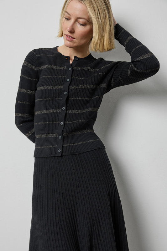 Metallic Stripe Cardigan in color Black Stripe Image A1