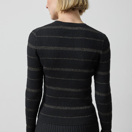 Metallic Stripe Cardigan in color Black Stripe Image A2