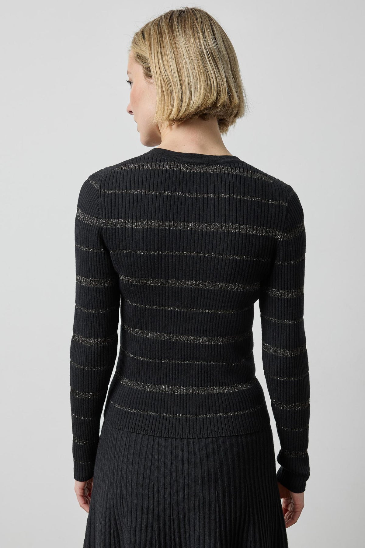 Metallic Stripe Cardigan in color Black Stripe Image A2