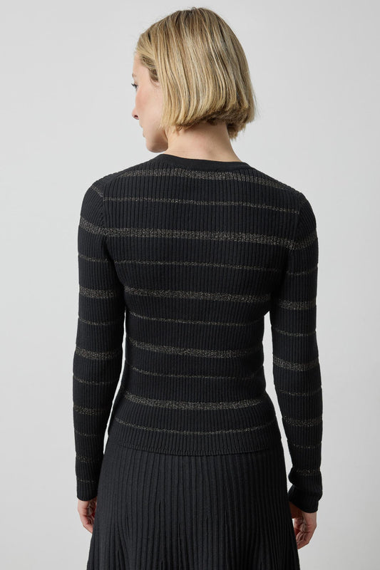 Metallic Stripe Cardigan in color Black Stripe Image A2
