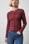 Metallic Stripe Cardigan in color Dark Multi Stripe Image A1