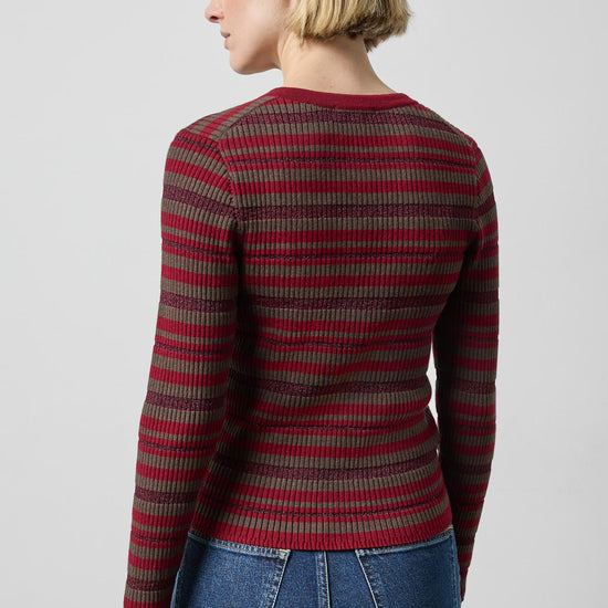 Metallic Stripe Cardigan in color Dark Multi Stripe Image A2