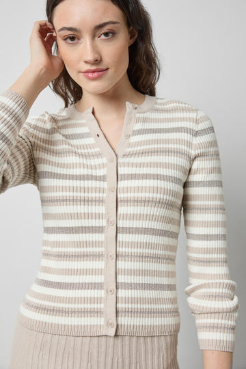 Metallic Stripe Cardigan in color Light Multi Stripe Image A1