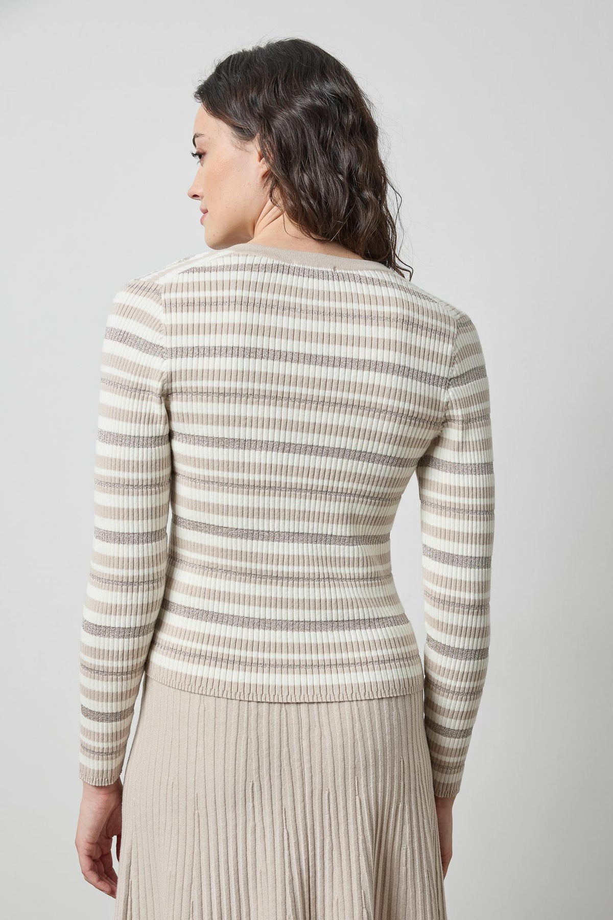 Metallic Stripe Cardigan in color Light Multi Stripe Image A2