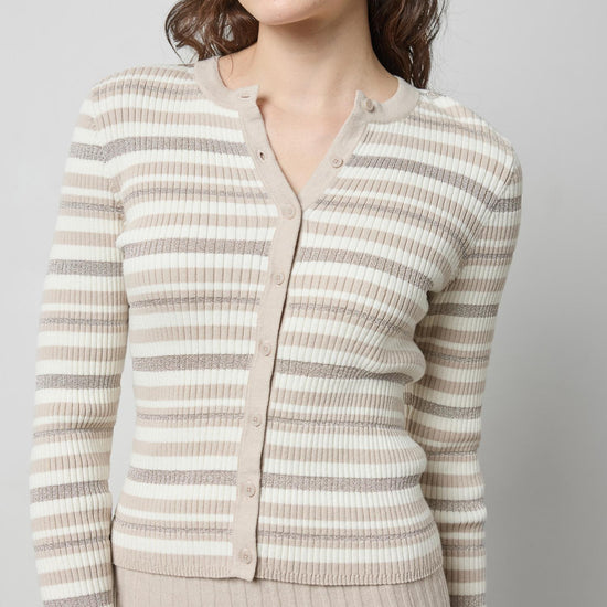 Metallic Stripe Cardigan in color Light Multi Stripe Image A3