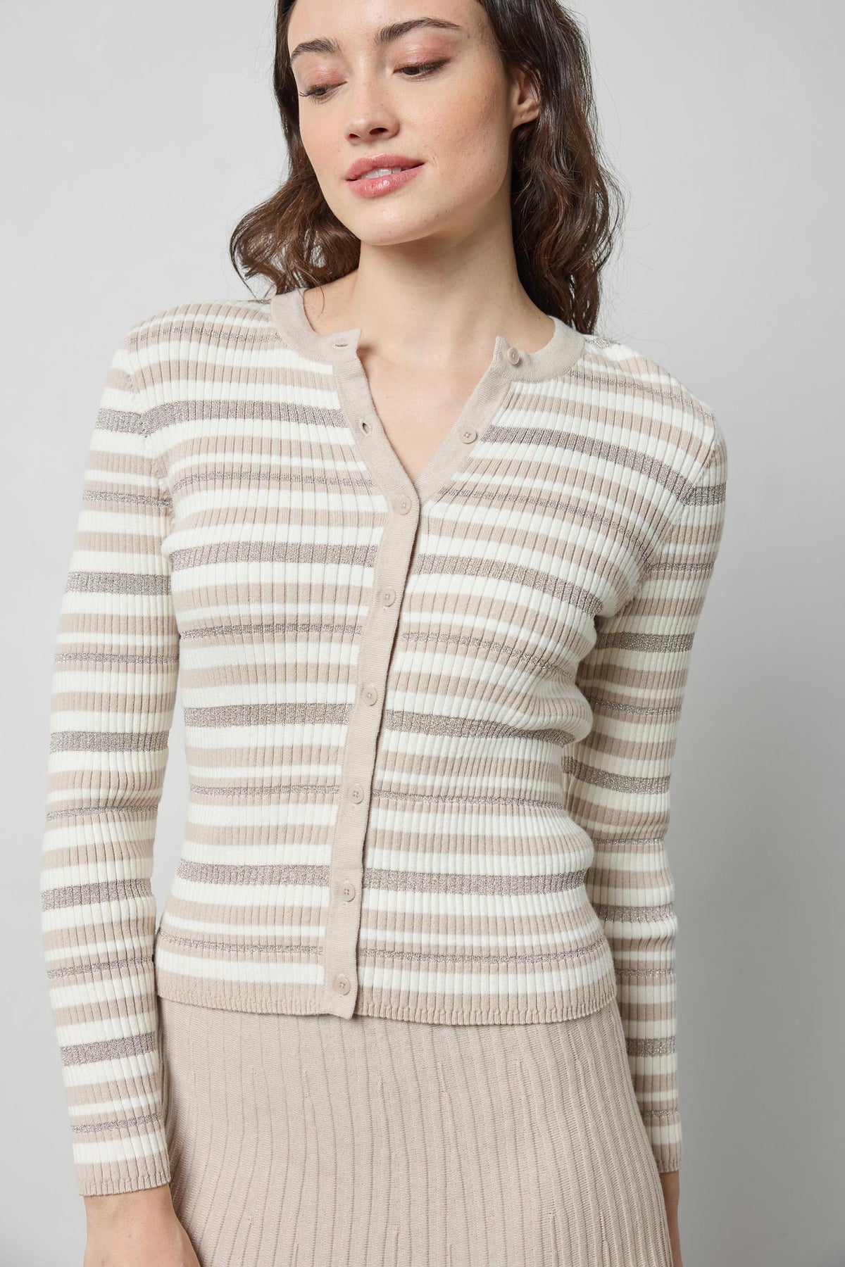 Metallic Stripe Cardigan in color Light Multi Stripe Image A3