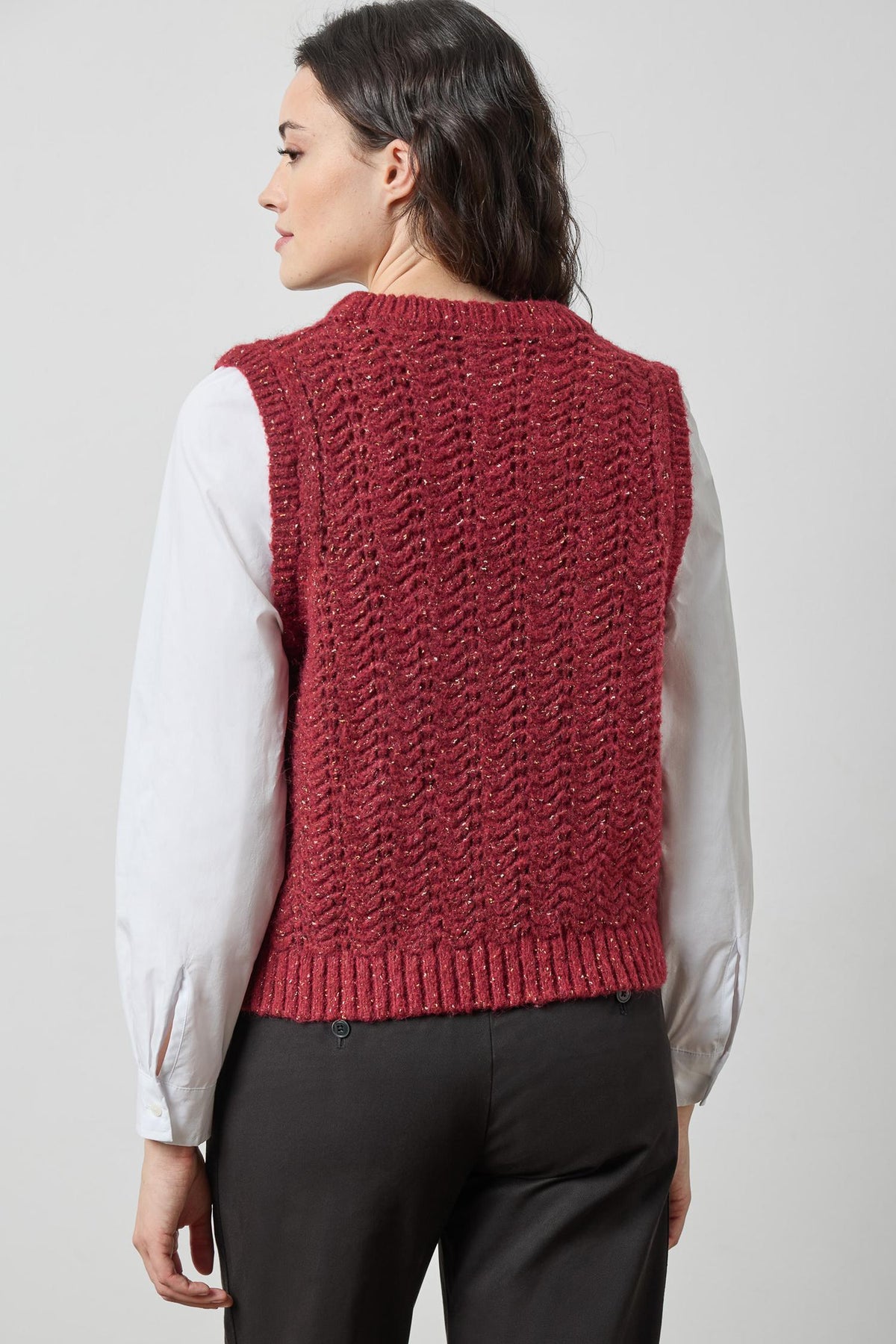 Mixed Media Tinsel Sweater in color Port Tinsel Image A2