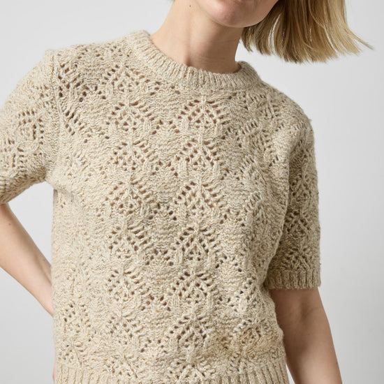 Short Sleeve Tinsel Sweater in color Oat Tinsel Image A1