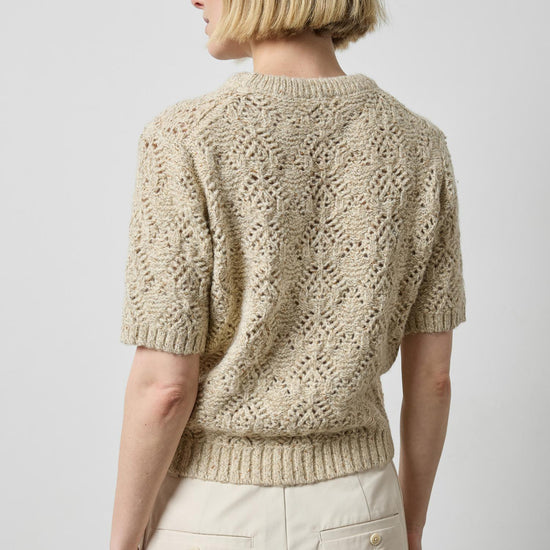 Short Sleeve Tinsel Sweater in color Oat Tinsel Image A2