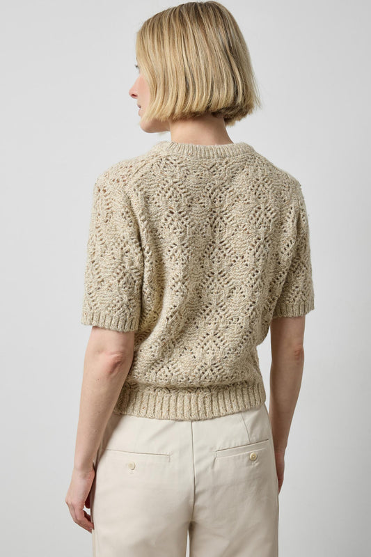 Short Sleeve Tinsel Sweater in color Oat Tinsel Image A2