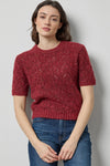 Short Sleeve Tinsel Sweater in color Port Tinsel Image A1