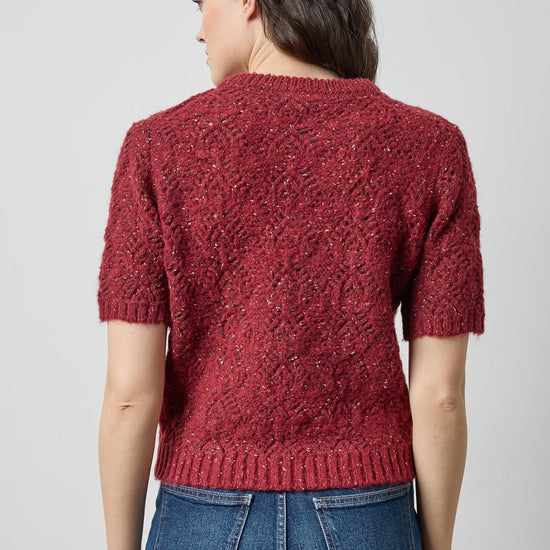 Short Sleeve Tinsel Sweater in color Port Tinsel Image A2