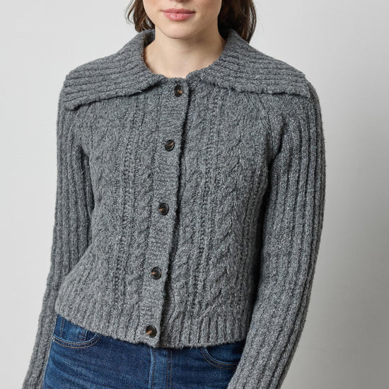 Lofty Collared Cardigan in color Charcoal Image A1