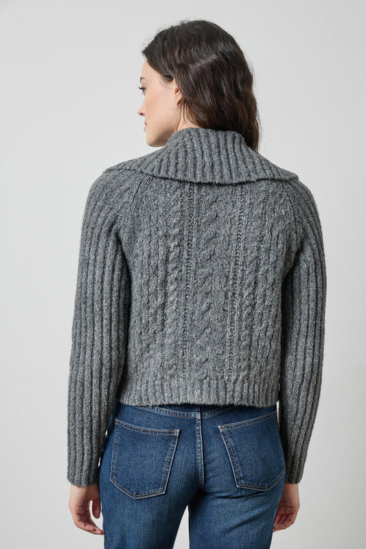 Lofty Collared Cardigan in color Charcoal Image A2