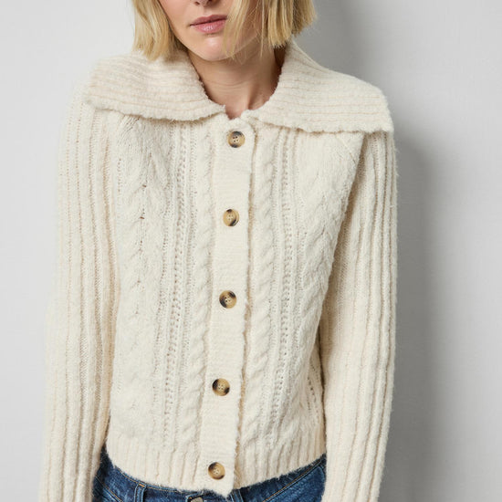 Lofty Collared Cardigan in color Ivory Image A1