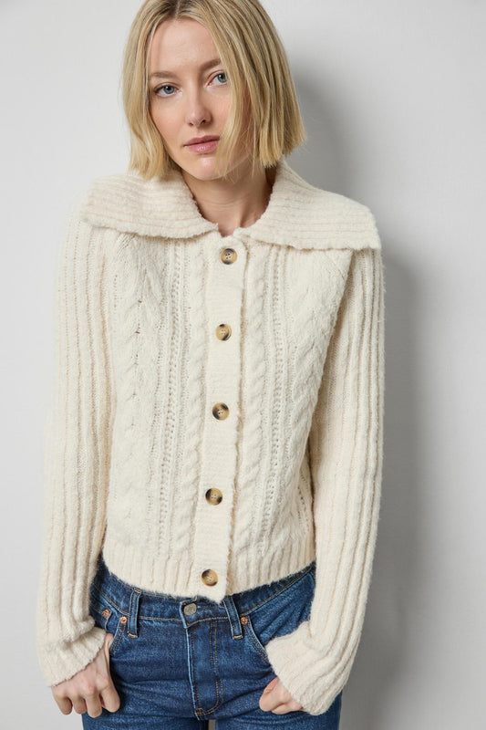 Lofty Collared Cardigan in color Ivory Image A1