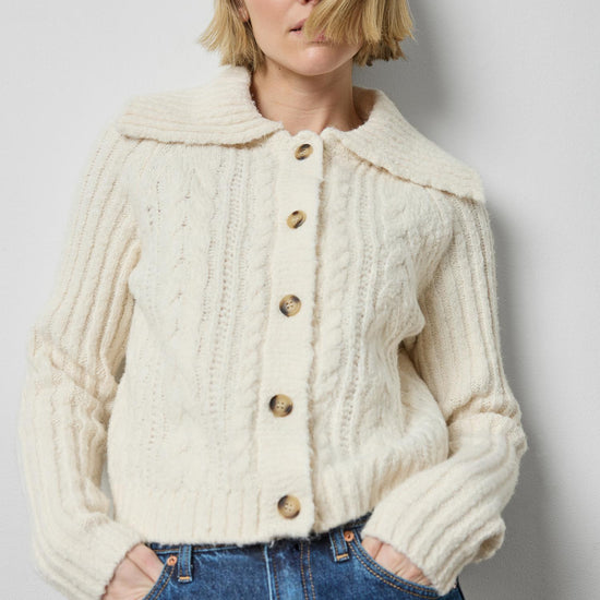 Lofty Collared Cardigan in color Ivory Image A3