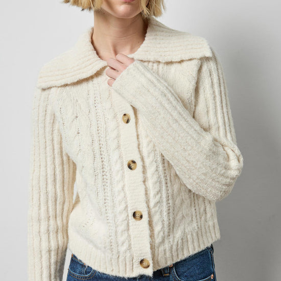Lofty Collared Cardigan in color Ivory Image A4