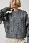 Lofty Fringe Sweater Womens Sweater Charcoal A1