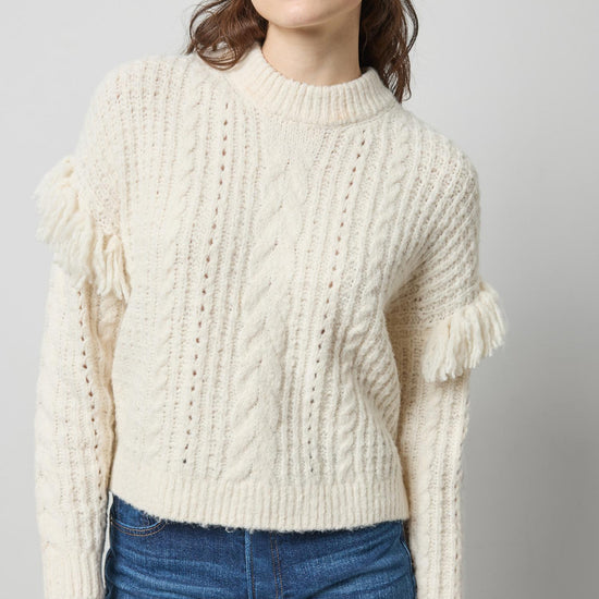 Lofty Fringe Sweater Womens Sweater Ivory A1