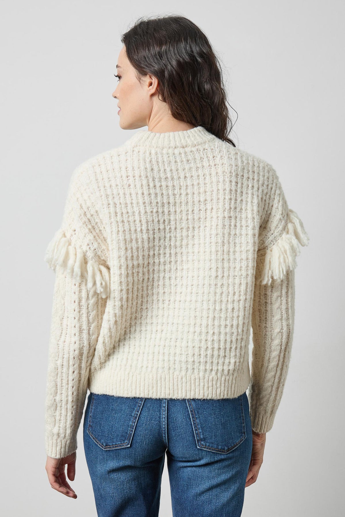 Lofty Fringe Sweater Womens Sweater Ivory A2