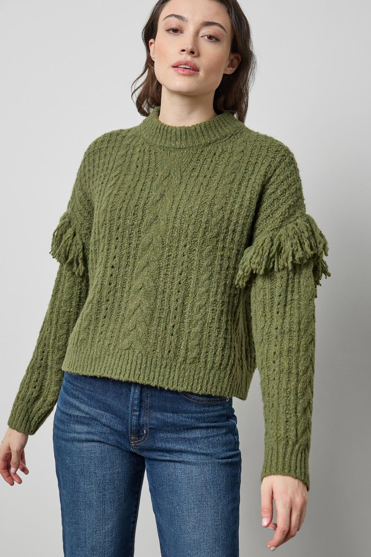 Lofty Fringe Sweater Womens Sweater Loden A1