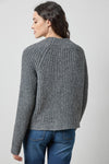 Lofty Wide V-Neck Sweater in color Charcoal Image A2