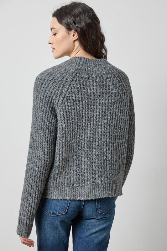 Lofty Wide V-Neck Sweater in color Charcoal Image A2