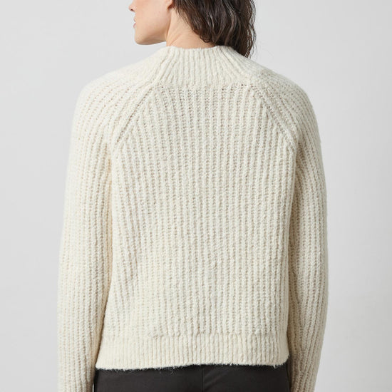 Lofty Wide V-Neck Sweater in color Ivory Image A2