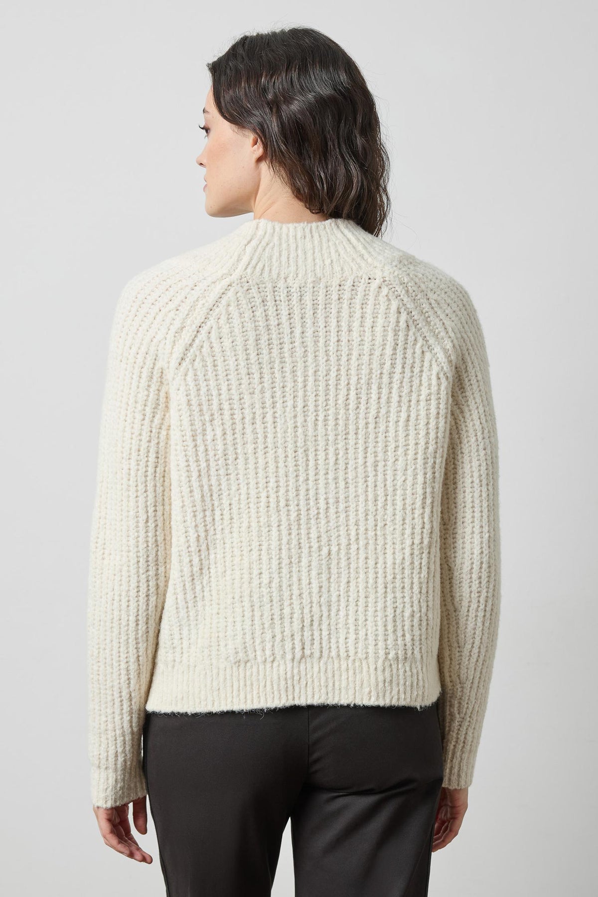 Lofty Wide V-Neck Sweater in color Ivory Image A2