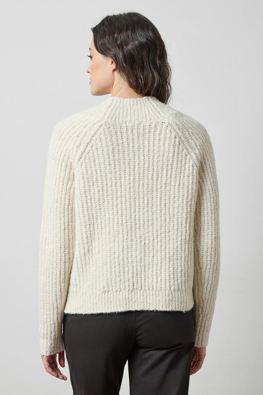 Lofty Wide V-Neck Sweater in color Ivory Image A2