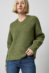 Lofty Wide V-Neck Sweater in color Loden Image A1