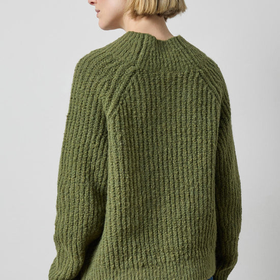 Lofty Wide V-Neck Sweater in color Loden Image A2