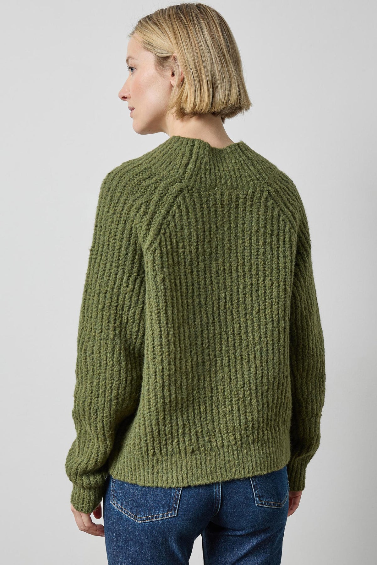 Lofty Wide V-Neck Sweater in color Loden Image A2