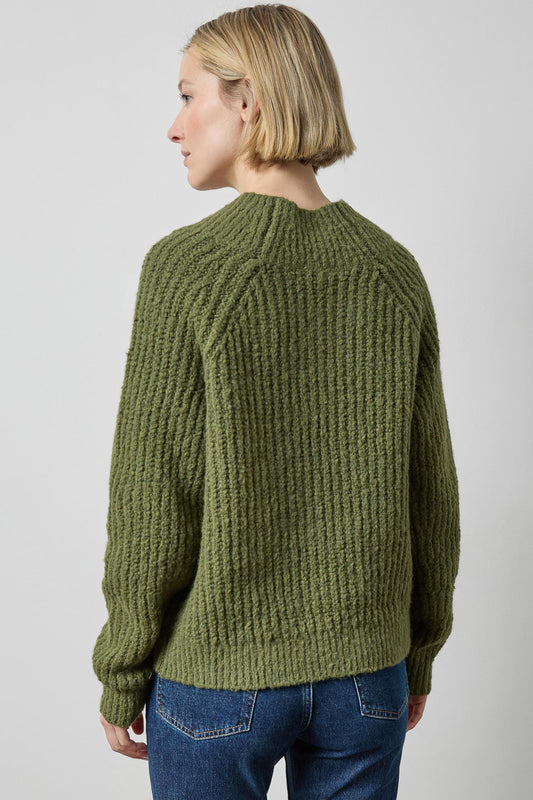 Lofty Wide V-Neck Sweater in color Loden Image A2