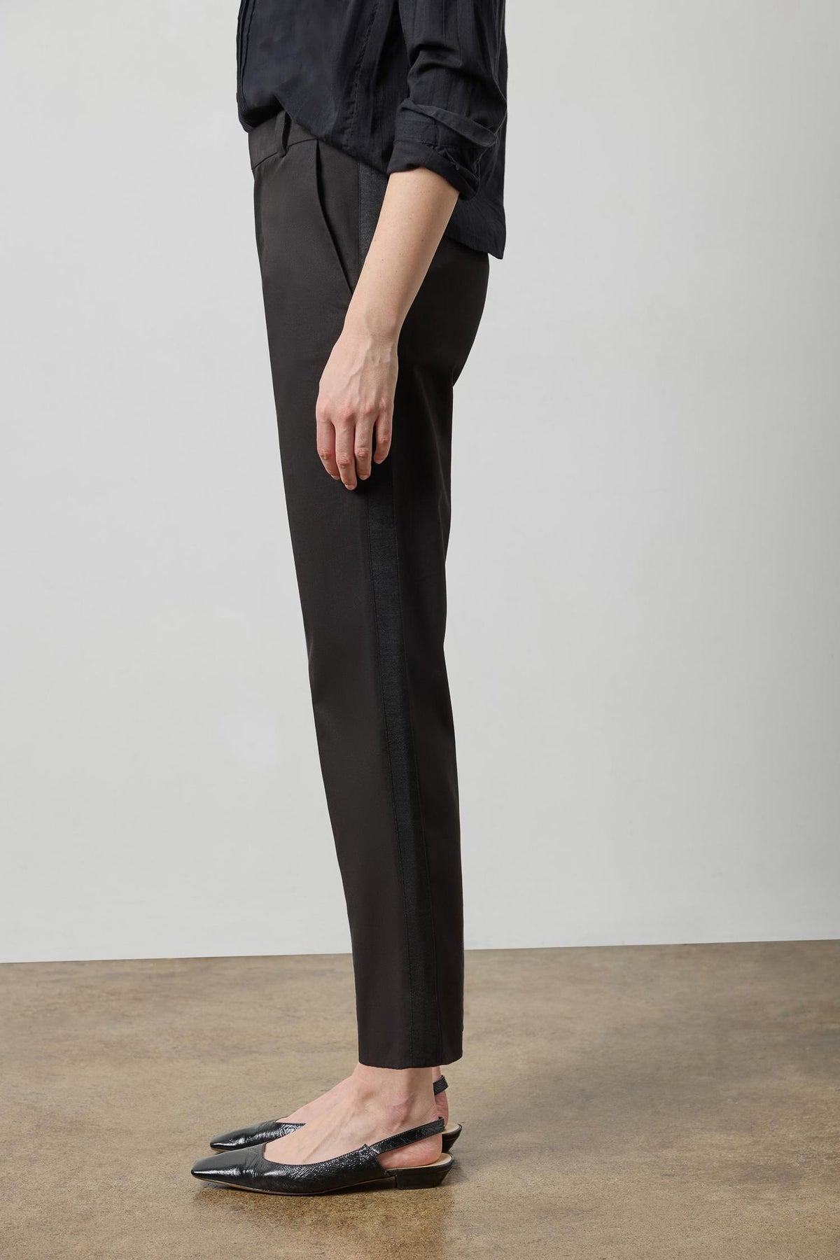 Tuxedo Stripe Ankle Pant Womens Pant Black A3
