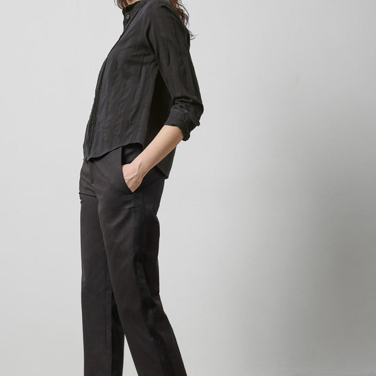 Tuxedo Stripe Ankle Pant Womens Pant Black A4