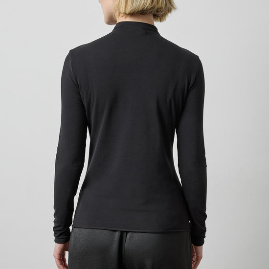 Long Sleeve Funnel Neck in color Black Image A2