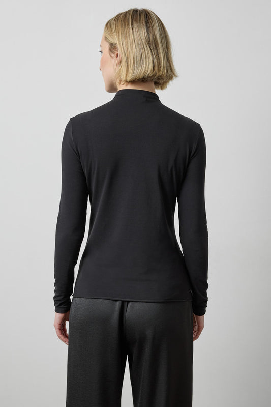 Long Sleeve Funnel Neck in color Black Image A2