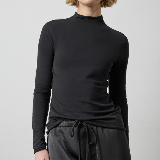 Long Sleeve Funnel Neck in color Black Image A3