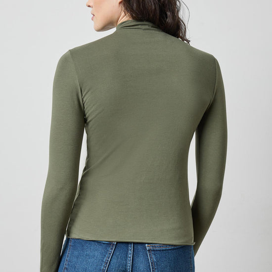 Long Sleeve Funnel Neck in color Fir Image A2